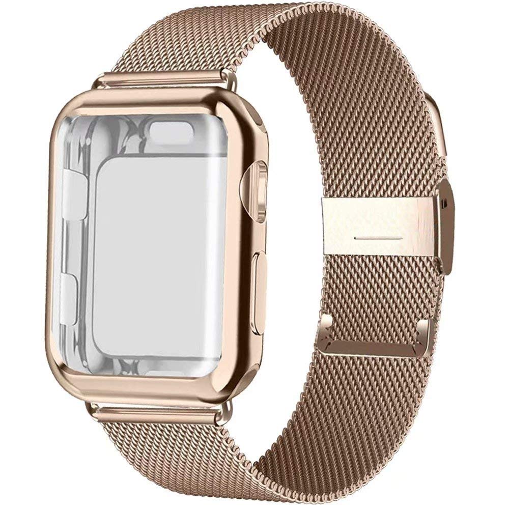สายนาฬิกาข้อมือ สเตนเลส โลหะ พร้อมเคส สําหรับ apple Watch 40 มม. 44 มม. 38 มม. 42 มม. iwatch SE 8 7 6 5 4 3 2 1