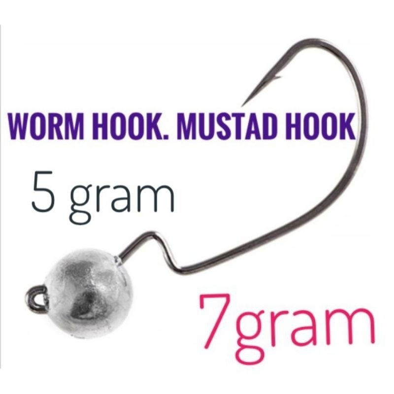 Worm Hook Mustad Hook Lead Jig Head DEKRO 7gram,5gram,3gram 5pcs softbait strike jighead siasap mata