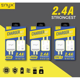 Charger Set ชุด Adapter 2.4A ENYX พร้อมสายชาร์จ(กล่องเหลืองฟ้า)