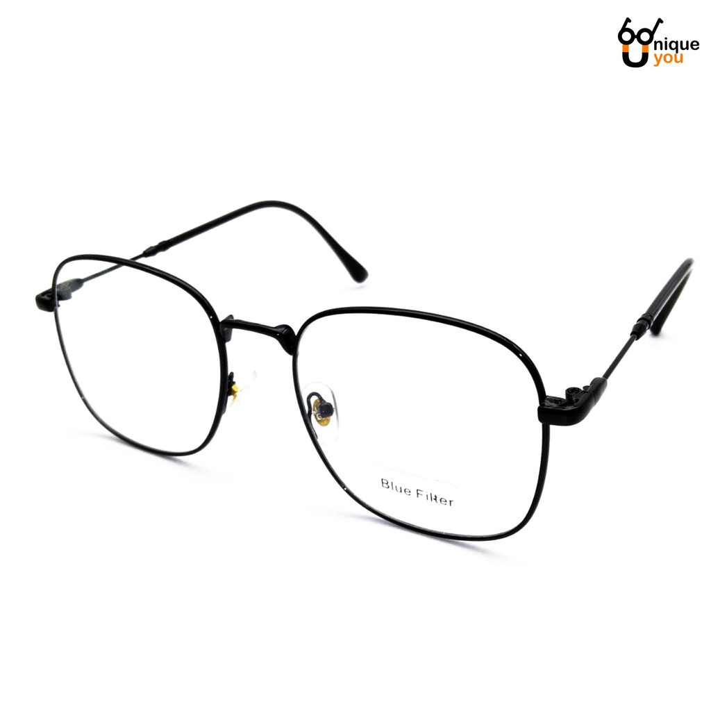 Uniqueyou แว่นตาเลนส์กรองแสง Blue Filter เลนส์สายตาปกติ กรองแสงสีฟ้าที่