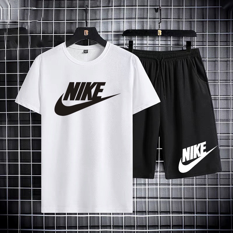 ชุดเซ็ทแฟชั่นเสื้อยืดแขนสั้นสกรีนลาย+กางเกงขาสั้นกางเกงขาสั้นลำลอง กางเกงกีฬา ใส่ได้ทั้งหญิงและชายT407-DK407