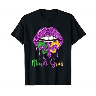 เสื้อยืด พิมพ์ลาย Mardi Gras Lip Biting Diamong Shining ของขวัญ สําหรับแต่งกาย