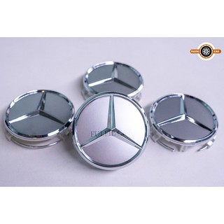 ฝาครอบดุมล้อ Mercedes Benz 75MM เมอร์เซเดสเบนซ์ 75MM สีเงิน