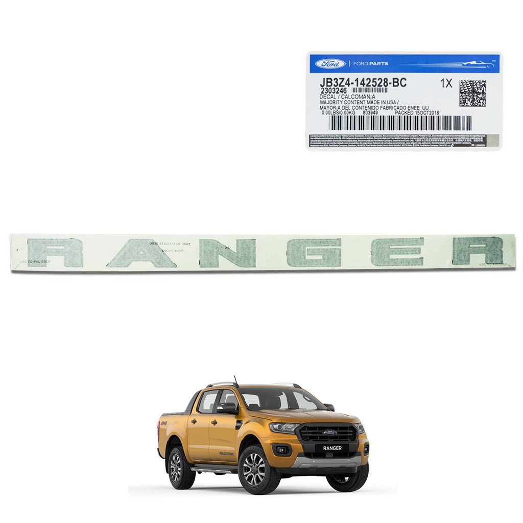 สติ๊กเกอร์ท้าย Sticker ท้ายกระบะ "RANGER" ของแท้ ตัวใหญ่ สีดำ 1 ชิ้น สำหรับ ฟอร์ด Ford เรนเจอร์ กระบะ ปี 2018 2019