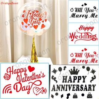 สติกเกอร์ใส ลายลูกโป่ง happy anniversary i love you ขนาด A4 สําหรับตกแต่งลูกโป่ง งานแต่งงาน