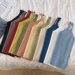 (พร้อมส่ง) EVERYDAY TANK เสื้อสายเดี่ยวคอวี เสื้อสายเดี่ยวผ้าทอร่อง เสื้อสายเดี่ยวไหมพรม