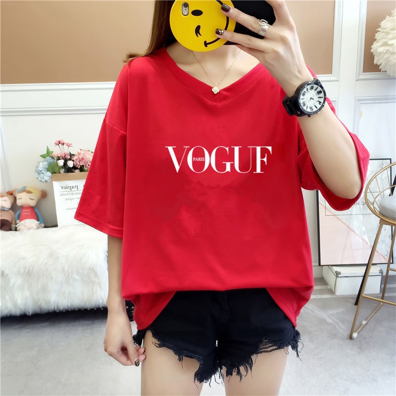 เสื้อยืดแขนสั้น คอวี ขนาดใหญ่พิเศษ แฟชั่นฤดูใบไม้ผลิ และฤดูร้อน สําหรับผู้หญิง ไซซ์ M – 5Xl มี 7 สไตล์ ราคา ถูกที่สุด ดีลบีเคเค แกลเลอรีภาพที่ 3