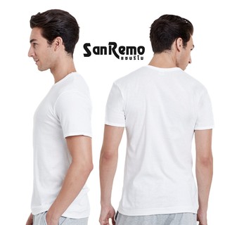 Sanremo Modern Classic เสื้อยืดชาย คอกลม แขนสั้น แซนรีโม นุ่ม ใส่สบาย ระบายเหงื่อดี สีขาว NIS-SCT1-WH