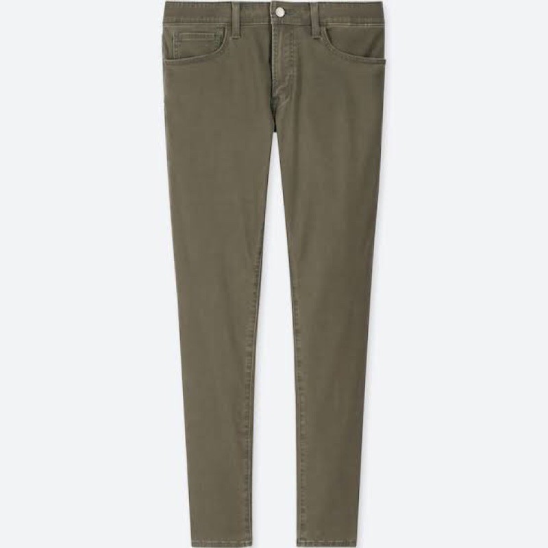 กางเกง ezy skinny fit color jeans uniqlo สี olive