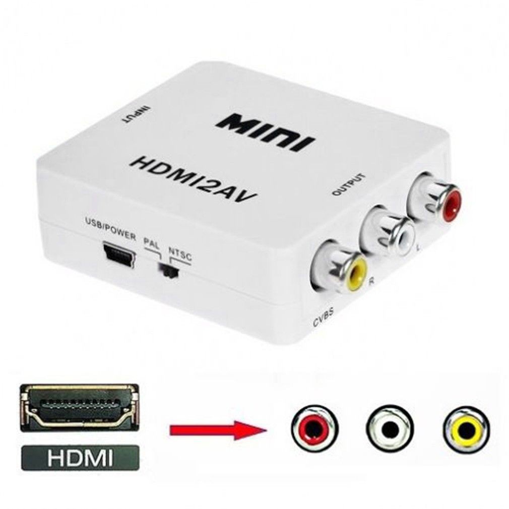 HDMI to AV Converter (1080P) แปลงสัญญาณภาพและเสียงจาก HDMI เป็น AV HDMI TO RCA(สีขาว)