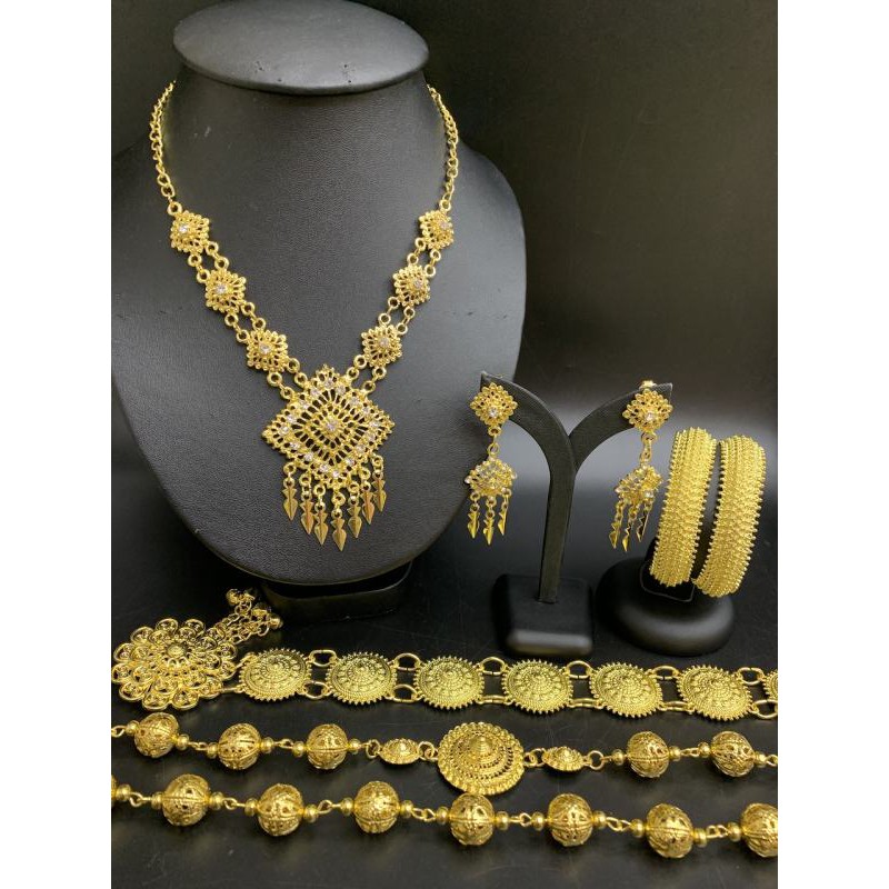 March Jewelry ชุดเครื่องประดับทองคำแท้สำหรับผู้หญิง ต่างหู สร้อยคอ สร้อยข้อมือ เข็มขัด สายคล้องไหล่