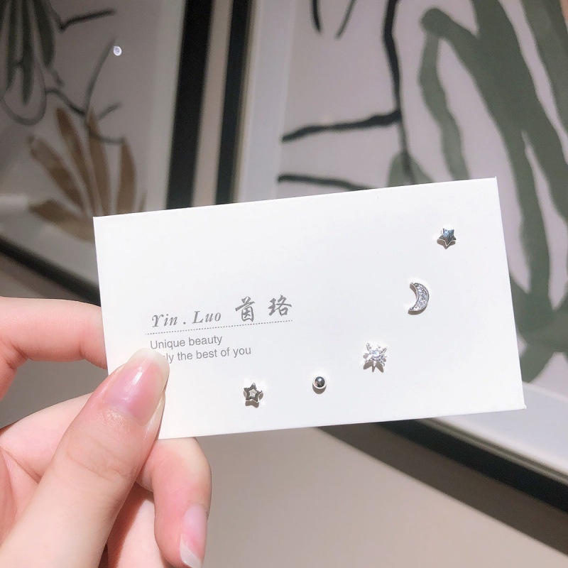 Roselife S925 ต่างหูคริสตัลขนาดเล็กสําหรับผู้หญิง 5 ชิ้น - รูปที่ 5