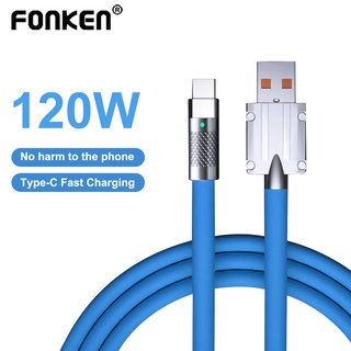 Fonken สายชาร์จ USB Type C 120W 6A ชาร์จเร็วมาก สําหรับ Xiaomi Huawei Samsung USB Type C