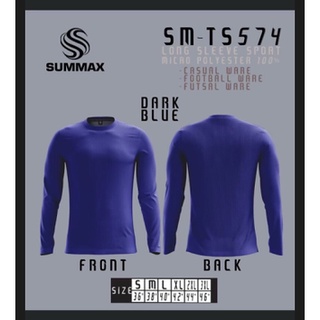 เสื้อกีฬาคอกลมสีล้วนแขนยาว Summax SM-TS574 ผ้าไมโครเนื้อลื่นแห้งเร็วใส่สบาย สีกรม