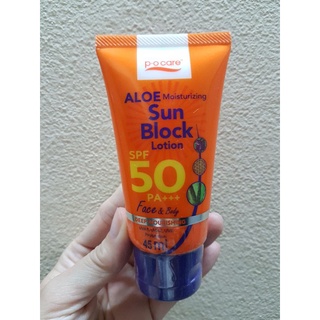 PO Care Aloe Moisturizing Sun Block SPF 50 PA+++ 45 ml.