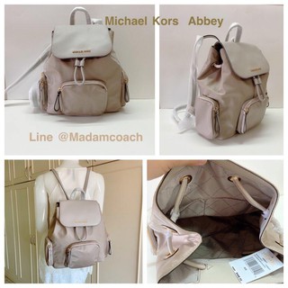 พร้อมส่ง กระเป๋าเป้ Michael Kors Nylon Medium Abbey Cargo Backpack Cement ของแท้