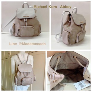 พร้อมส่ง กระเป๋าเป้ Michael Kors Nylon Medium Abbey Cargo Backpack Cement ของแท้