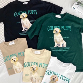 เสื้อยืด Oversize น้องหมา Golden Puppy by AnyWear ผ้าCotton100% ผ้านุ่ม ทรงเกาหลี ใส่สบาย