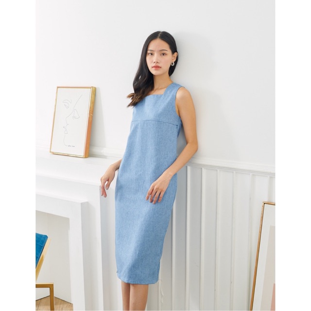 Pure Moms & Kids เดรสให้นม Megan Midi Dress: Iris Blue
