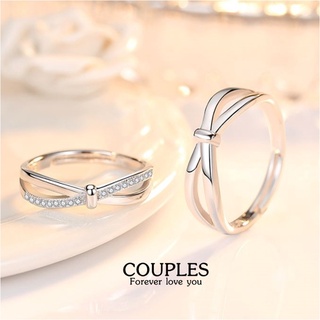 s925 Couples ring 16 แหวนคู่รักเงินแท้ รักและผูกพัน ประดับด้วย Cubic Zirconia (CZ) ปรับขนาดได้