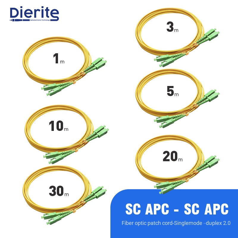 SC APC to SC APC Singlemode Duplex  PVC Fiber Optic Patch Cord 2.0mm 9/125um FTTH Fiber Patch Cord O