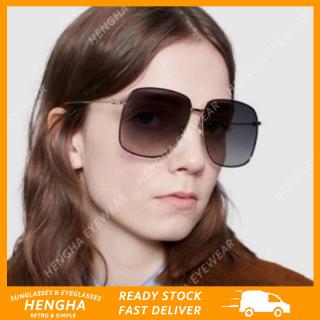 【HENGHA】【พร้อมสต็อก】INS แฟชั่นขนาดใหญ่สแควร์กรอบโลหะแว่นกันแดดสีลูกอมผู้หญิง / ผู้ชาย