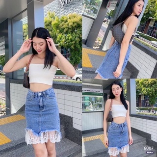 👖NN-ST🌟 กระโปรงทรงสอบ แต่งลูกไม้ชายฟรุ้งฟริ้ง สาวๆสายหวาน สายแบ๊ว ต้อวมีแล้วค่า6007