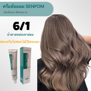 ครีมย้อมผม SENPOM 6/1 เม็ดสีแน่น ย้อมออกมาสีไม่เพี้ยนย้อมสีไหนได้สีนั้น ราคาส่งขนาด 100 ml