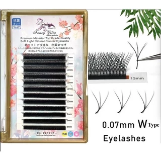 **สต็อคไทย พร้อมส่ง🎈ของแท้100% (ซื้อตรงกับโรงงาน) ขนตาW (Fancy Cilia)ขนมิ้งค์ เกรดพรีเมียมโค้ง C, D, DD หนา 0.07 มม.