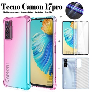 infinix note10 pro case 4In1 เคสโทรศัพท์มือถือ Tecno Camon 17pro + ฟิล์มกระจกนิรภัย + คาร์บอนไฟเบอร์ + ฟิล์มกล้อง Camon 17 Camon 17P