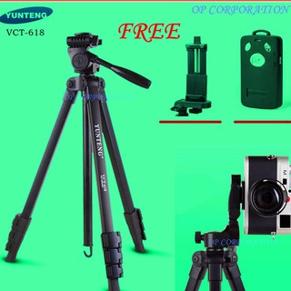 YUNTENG VCT-618 ขาตั้งกล้อง มือถือ 3ขา tripod for  DV Professional Photographic equipment รีโมทBluetooth+ตัวตั้งโทรศัพท์