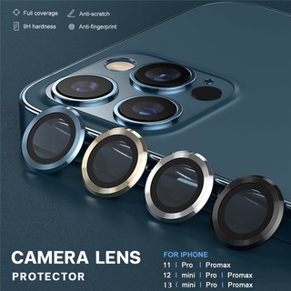 ตัวป้องกันเลนส์กล้อง สำหรับ iPhone 15 14 13 12 11 Pro Max ตัวป้องกันเลนส์ พรีเมี่ยม HD กระจกนิรภัย แหวนโลหะ เลนส์ฝาครอบหน้าจอฟิล์ม
