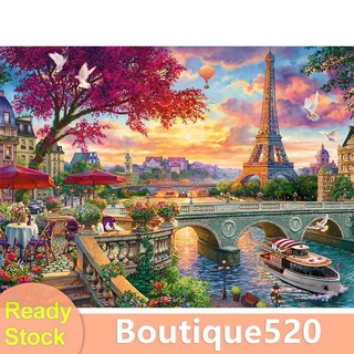 ♚พร้อมส่ง♚[boutique520.th] ภาพวาดปักเพชร พลอยเทียม ทรงกลม ลายหอไอเฟล 5D DIY