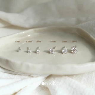 Moonsilver ต่างหูเพชร CZ เงินแท้ 925 Size 2- 6 mm ไม่ลอก สำหรับคนแพ้ง่าย