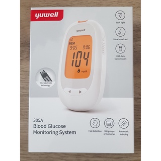 Yuwell เครื่องตรวจน้ำตาล เครื่องวัดน้ำตาล Blood Glucose Monitoring รุ่น 305A/แถบตรวจน้ำตาล