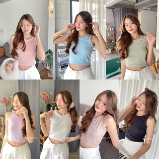 BEMYCHIC ครอปแขนกุดผ้าร่อง ครอปtank topรุ่น luna