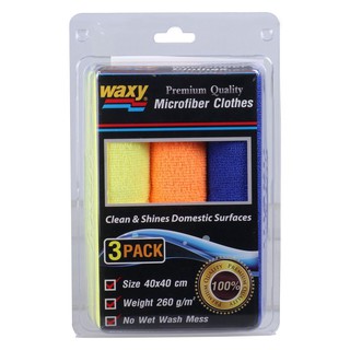 ผ้าเช็ดอเนกประสงค์ ผ้าไมโครไฟเบอร์อเนกประสงค์ WAXY 40x40 ซม. แพ็ค3ชิ้น อุปกรณ์ทำความสะอาด ของใช้ภายในบ้าน MICORFIBER CLO