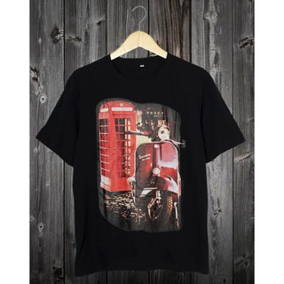 เสื้อยืดแขนสั้น Vespa สําหรับผู้ชายสีดํา