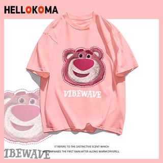 เสื้อยืดแขนสั้น ผ้าฝ้ายแท้ พิมพ์ลายการ์ตูน HELLO KOMA แฟชั่นฤดูร้อน สไตล์ตะวันตก