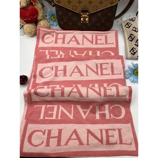 Vintage Chanel Scarf Pink and White Woolmark Made in Italy with tag💖 Monogram fabric pattern, large logo