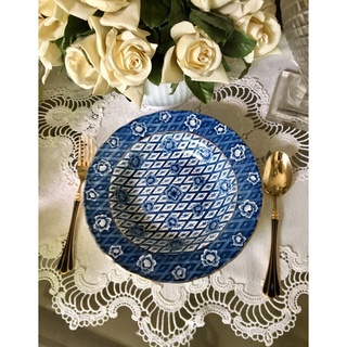 Nikko Blue &amp; White Dinner Plate รุ่น Double Phoenix จานข้าวลายขาวน้ำเงินสวยโอ่อ่า ทองเต็มสวยมากค่ะ