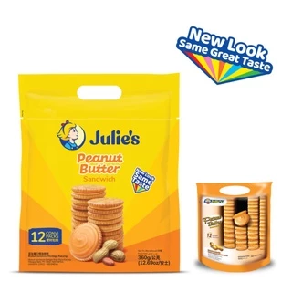 ๋ีJulie's peanut butter sandwich biscuits ขนม ขนมปังกรอบสอดไส้ครีม เนยถั่ว ตรา จูลี่ส์ (Julie's Brand) ขนาด 360 กรัม