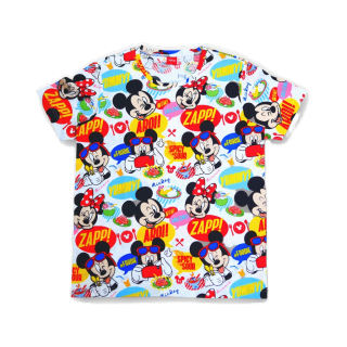 เสื้อแตงโม (SUIKA) - MICKEY GO THAILAND เสื้อยืดคอกลม/คอวี สีขาว ลาย MK004 (MK.O-004)