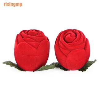 Risingmp (~) กล่องกํามะหยี่ ลายดอกกุหลาบ สีแดง สําหรับเก็บแหวนหมั้น