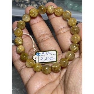 ไหมทอง (Golden Rutile Quartz) ขนาด 9 มิล ความยาว 14-17 เซน ราคา 2,300.-