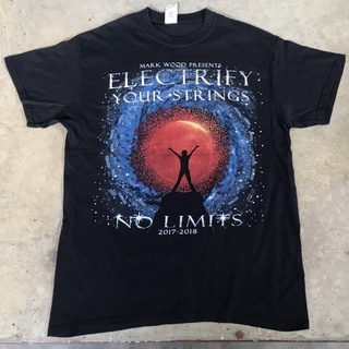 vtg.T-Shirt เสื้อวง MARK WOOD PRESENTS ELECTRIFY YOUR STRINGS NO LIMITS 2017-2018 MADE IN HAITI Sz.M 100% COTTON