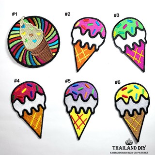 ตัวรีดติดเสื้อ ลาย การ์ตูน ไอศกรีม ไอติม หลากสี Ice cream Patch งานปัก WOP DIY ตัวรีด อาร์ม ติดเสื้อ กระเป๋า กางเกง เด็ก