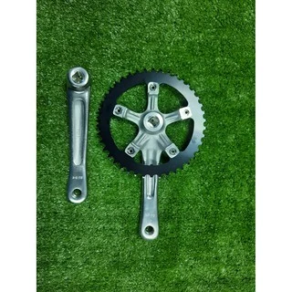 จานดูด ใบเหล็ก Fix Gear 42 ฟัน พร้อมขาจานมิเนียม มี 2 สีให้เลือก สีดำ-เงิน (สามารถเปลี่ยนใบจานได้)