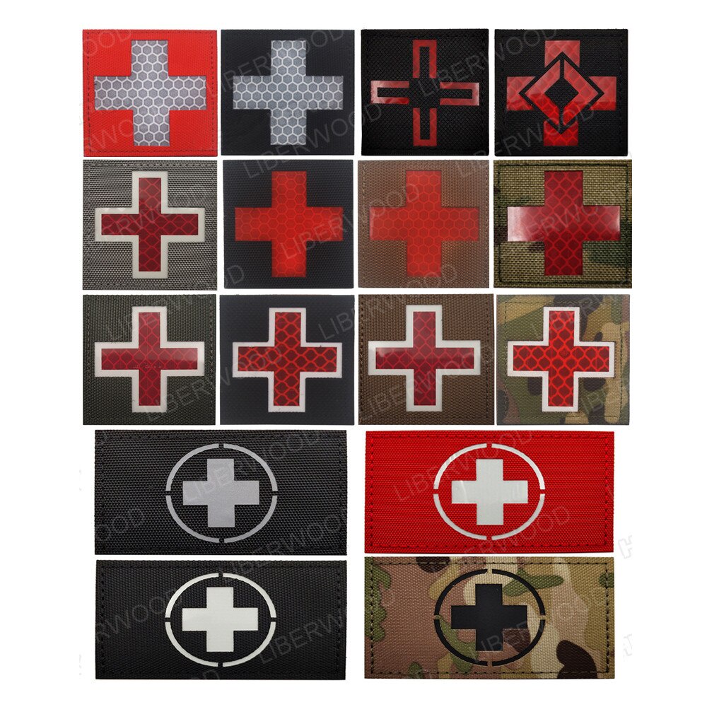 IR Red Cross Paramedic EMT EMS Army Combat Medic First Aid Patch สะท้อนแสงยุทธวิธีทางการแพทย์ Insign