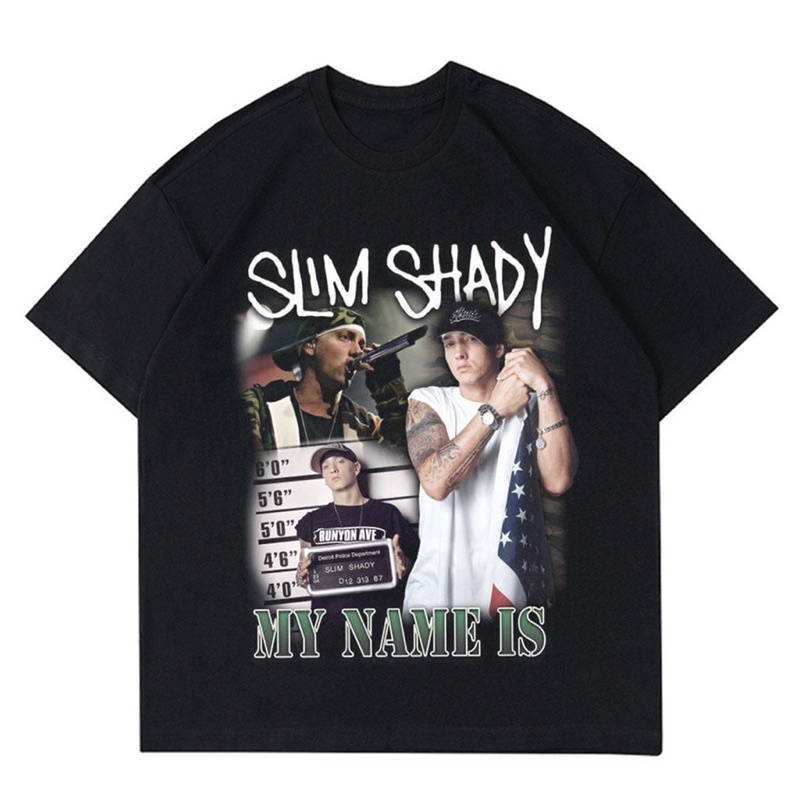 เสื้อยืดสีขาวเสื้อยืด พิมพ์ลาย Eminem RAPPER | Rap TEE VINTAGE OVERSIZE EMINEM | Eminem เสื้อผ้าสีดํ